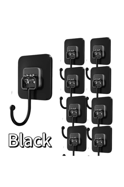 choice2 10 قطع من الخطافات السوداء ذاتية اللصق على شكل حرف L، دوارة، مقاومة ل...