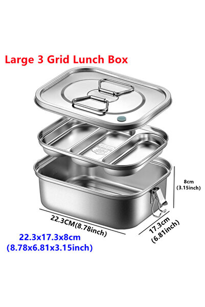 Choice Large 3 Gird 304 Stainless Steel Lunch Bento Box,for Kids Adults Porta...