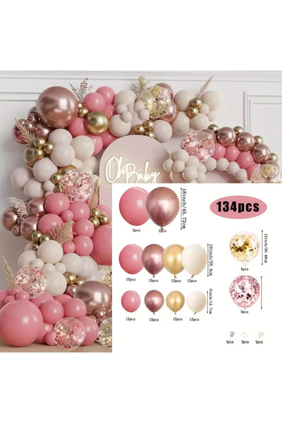 Choice مجموعة أخرى مكونة من 134 قطعة من بالونات اللاتكس ذات اللون الوردي العت...
