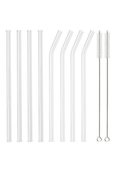 Choice transparent mix 8pcs Reusable Glass Drinking Straw Set with Brush High...