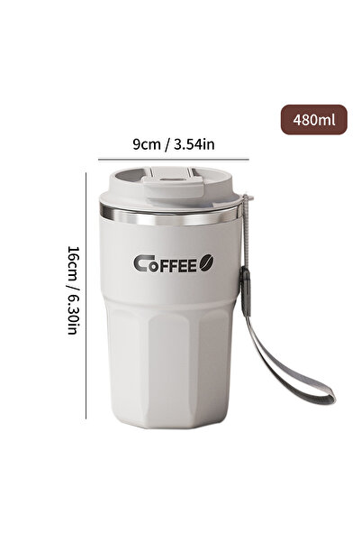 WORTHBUY Choice 401-500ml White With Straw Double-Walled Insulated Milk Coffe...