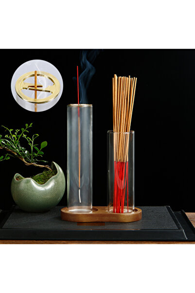 Choice Dark Base 2 in 1 Glass Incense Holder for Sticks Anti-Ash Flying Incense Burne with Removable Ash Ca