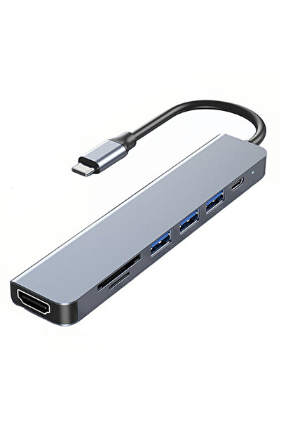 Choice موزع 7 في 1 من النوع C PD87W 4K 30Hz HD محول قارئ بطاقة TF SD USB3.0 H...