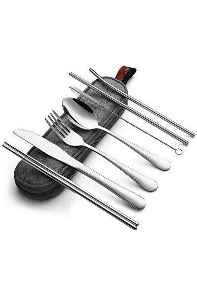 Choice Silver Tableware Reusable Travel Cutlery Set Camp Utensils Set with Stainless Steel Spoon Fork Chops