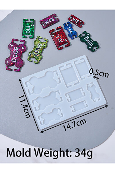 Choice قالب سيليكون لبطاقة هوية قطة وكلب مصنوع يدويًا من مادة الراتنج الإيبوكسي لقلادة الحيوانات الأليفة ونقش بطاقة الاسم C