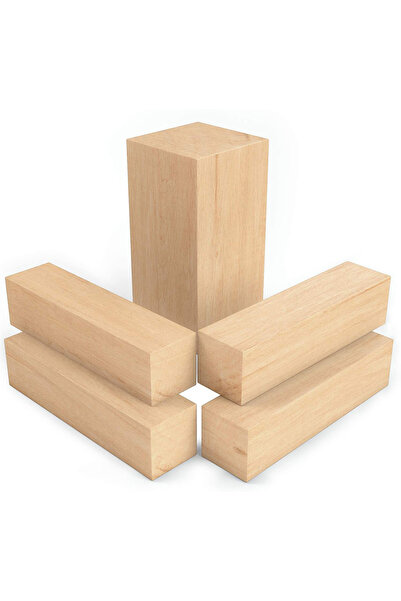 Choice 5 قطع من كتلة نحت خشب الزيزفون، كتلة نحت الخشب الطبيعي، مقاسين، كتلة خ...