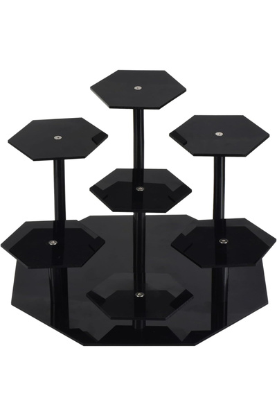 Choice حامل عرض أكريليك أسود مكون من 7 طبقات لتخزين أطعمة وحلويات الزفاف والأ...