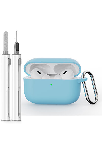 Choice غطاء حافظة أزرق فاتح لسماعات AirPods Pro 3 مع مجموعة تنظيف، جراب واقٍ ...