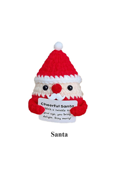 Choice دمى سانتا اللطيفة المحبوكة ذات الطاقة الإيجابية، ديكور الطاولة مع بطاقة، جيب محبوك يدويًا