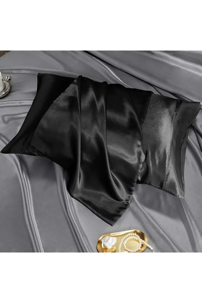 Choice1 51x76cm black 2-piece Pure Emulation Silk Satin Pillowcase Comfortabl...