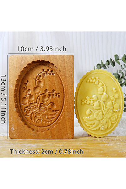 Choice قوالب بسكويت خشبية على شكل زنبق الوادي مع نمط زنبق الوادي، بسكويت ثلاث...