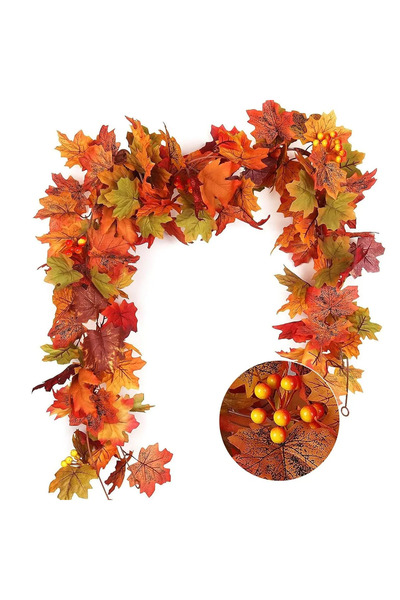 Choice 1 قطعة 7 زينة جارلاند الخريف مع أوراق القيقب والفواكه معلقة على شكل كر...