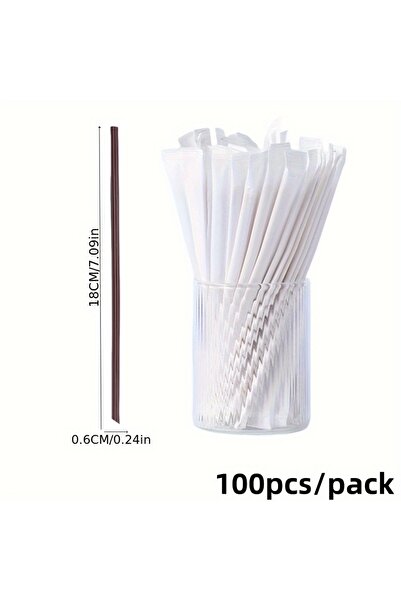 Choice مصاصات قهوة بثلاث فتحات للاستخدام مرة واحدة، أعواد خشبية لتحريك القهوة، عبوة فردية، 100 قطعة/الحزمة