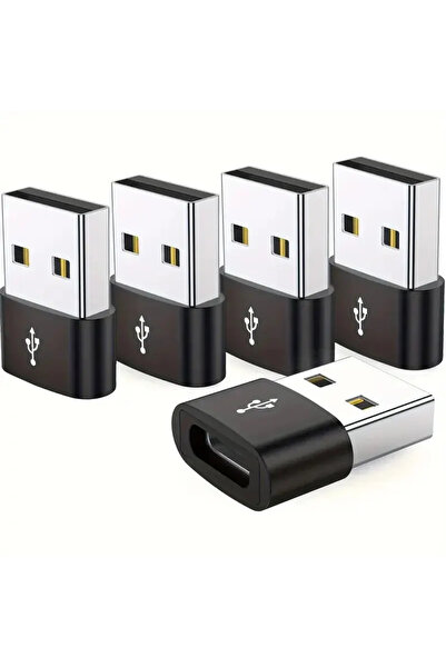 Vikefon 5 قطع سوداء 5 قطع محولات OTG USB إلى USBC هيكل معدني متين توافق عالمي...