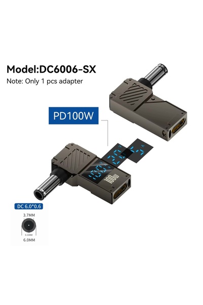 Choice محول قابس 60x06 SX PD100W من النوع C إلى DC، محول شحن الكمبيوتر المحمو...