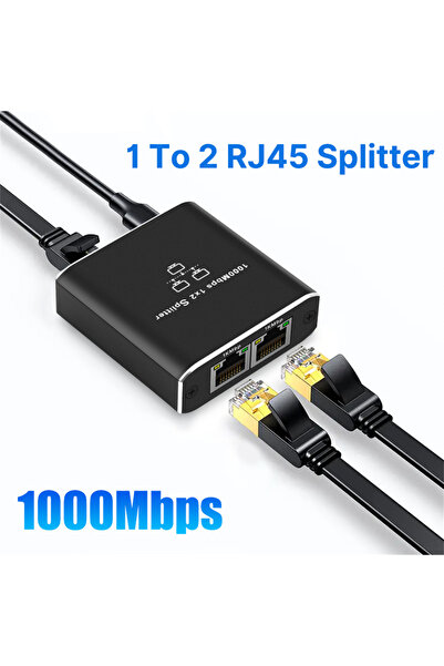 Choice محول إيثرنت مقسم RJ45 أسود 1 إلى 2 كابل موصل شبكة محلية 1000 ميجابت في...