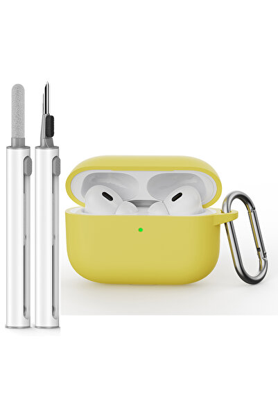 Choice غطاء حافظة أصفر لجهاز AirPods Pro 3 مع مجموعة تنظيف، غطاء واقٍ من السي...