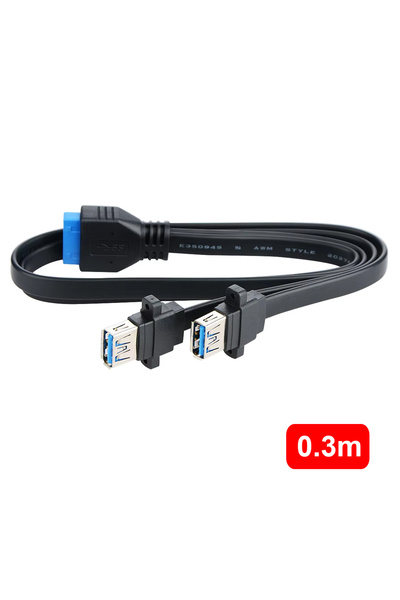 Choice 0.3m RGEEK Dual 2 Port USB 3.0 Front Panel Extension Cable A Type Female to 20 Pin Box Header Female