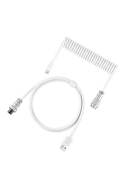 Choice كابل ملفوف للوحة المفاتيح الميكانيكية USB Type C باللون الأبيض، كابل م...