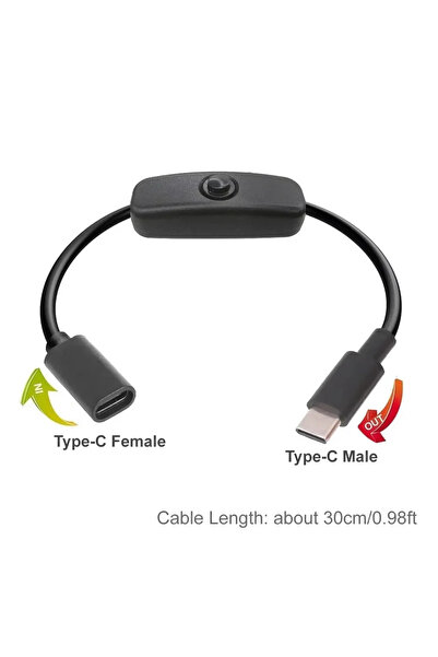 Choice Type-C Male 30cm 5V USB Type C With ON/OFF Switch Power Button Chargin...