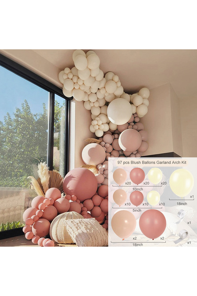 Choice كما في الصورة، مجموعة بالونات مكونة من 97 قطعة، بالونات باستيل وردية ع...