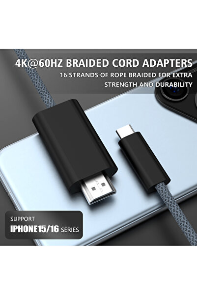 Choice كابل USB-C إلى HDMI بطول 1.8 متر ودقة 4K60Hz وبطول 5.9 قدم، محول بارد ...