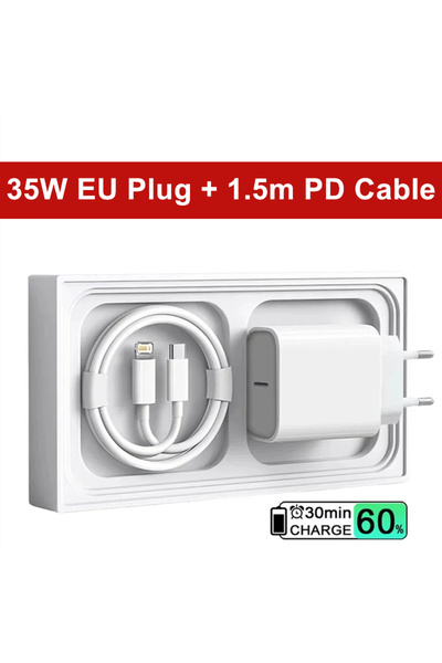 Choice قابس الاتحاد الأوروبي - كابل 1.5 متر 35 واط PD شاحن سريع USB-C لـ iPhone 13 14 Pro Max 11 12 mini X XR XS Max 8 Plu