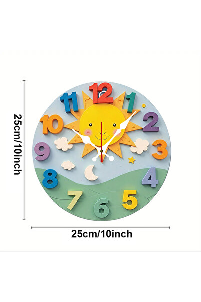 Choice 10 inch GZ-WYT09050035 Cartoon Sun Wooden Round Silent Hanging Wall Clock, Suitable For Living Room,