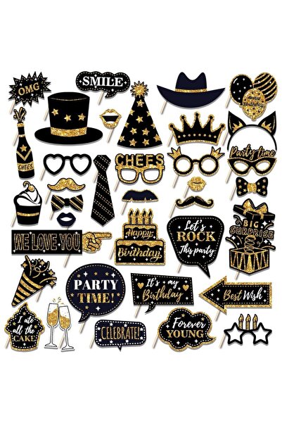 Choice Black Gold 2025 Happy New Year 36PCS Black Gold/Black Silver Paper Han...