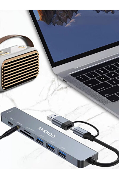 Choice grey 8-in-1 docking docking USB3.0 converter, multi-function interface, TypeC mobile phone iPd table