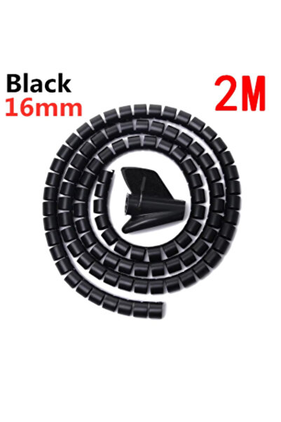 Choice مشبك أنبوبي مرن للحاسوب بطول 16 مم و2 متر أسود بطول 2 متر ومنظم كابلات إدارة الكابلات