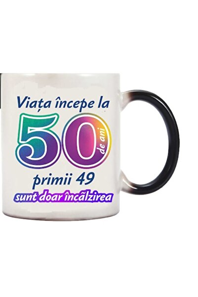 CRD PRINT Cană termosensibilă personalizată „Viața începe la” 50 de ani, CRD ...