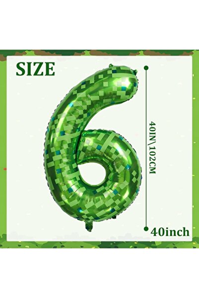 Choice بالون فويل عملاق أخضر اللون، مقاس 40 بوصة، على شكل الرقم 6، بتصميم مست...