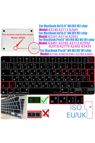 Choice غلاف لوحة مفاتيح سيليكون بتصميم EU-Enter Ukraine لجهاز MacBook Air/Pro...