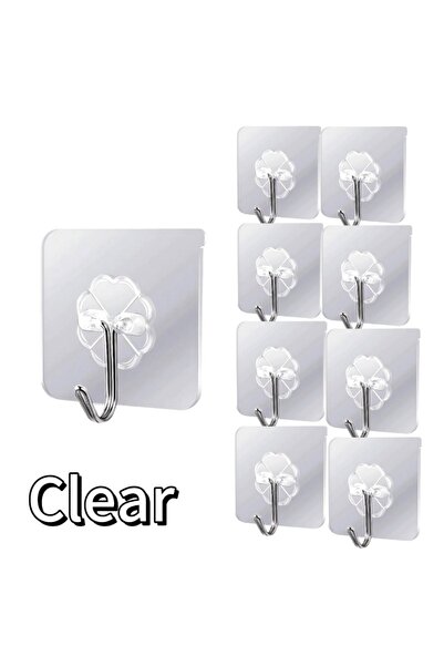 Choice8 10PCS clear S Self Adhesive Hooks Rotating Waterproof Strong Sticker ...