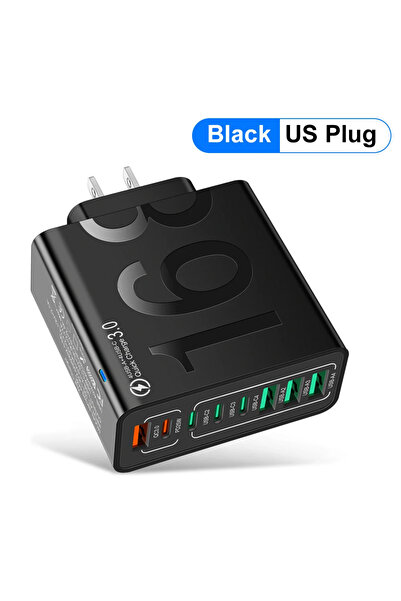 Choice4 شاحن USB-C أسود اللون بقوة 150 واط، مزود بمقبس أمريكي، متعدد المنافذ،...