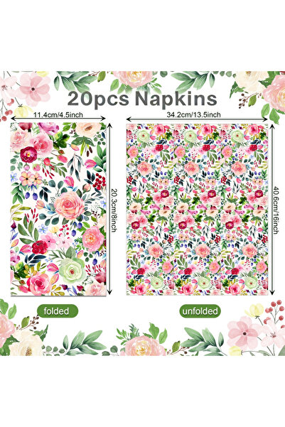 Choice 20pcs-CZJ097 20pcs 2-Ply Colorful Rose Floral Guest Napkins Disposable...