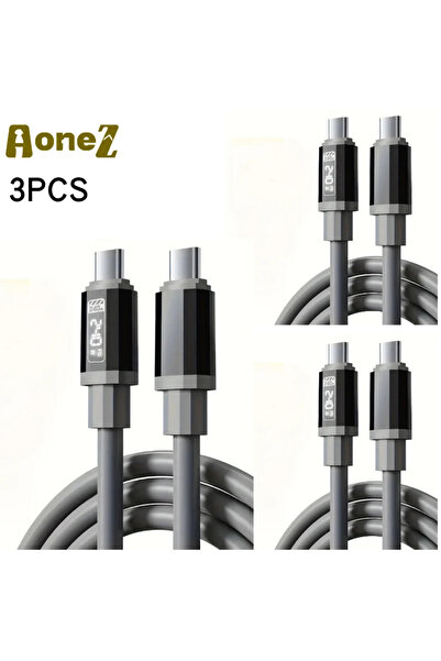 Choice رمادي 3 قطع كابل USB A إلى C C بطول 1.5 متر وقوة 240 واط مع شاشة عرض و...