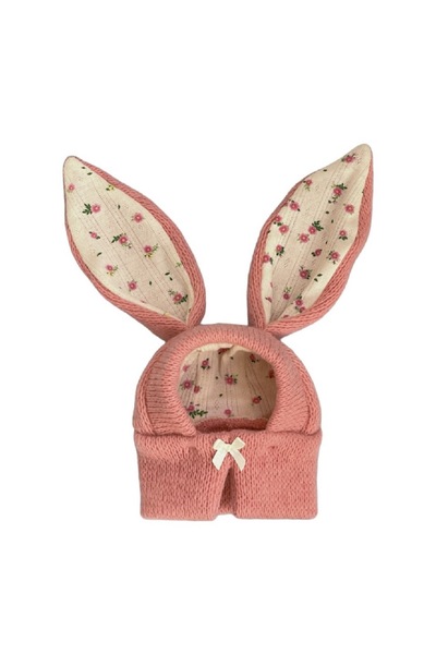 Choice L Pink Rabbit ear hat Dog Hat Autumn Winter Windproof Warmth Cover Cute Rabbit Ears Knitted Pet Cap