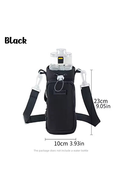 Choice حقيبة زجاجة مياه محمولة سوداء/رمادية واحدة مع حزام وحقيبة حامل أكواب ح...