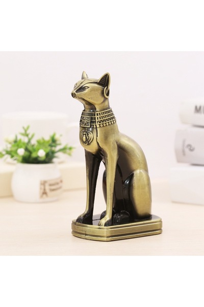 Choice A Metal Egyptian Cat Statue Home Decor Handicrafts Ornaments, Retro an...