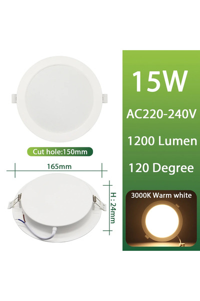 Choice 15 واط 3000 كلفن، قطعة واحدة 220 فولت، 4 و5 بوصة، مصابيح LED للأسفل، 12 واط/15 واط، 3000 كلفن أو 4000 كلفن، فائقة السطوع، مضادة للوميض، ممتازة