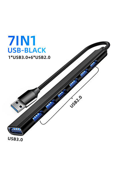 Choice3 موزع منافذ USB أسود من kebidumei بسبعة منافذ، يدعم USB 3.0 و USB 2.0 ...