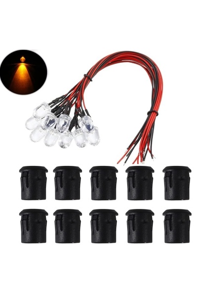 Choice 10 قطع صفراء 10 عبوات 10 مم 12 فولت LED ثنائيات باعثة للضوء LED سلكية ...
