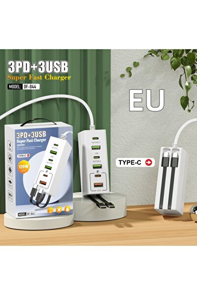 Choice EU Charger Total 120W USB Fast Charging 6 Ports Plug Power Strip Charger Station Type C Charging Ele