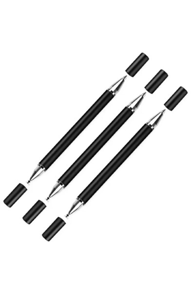 Choice أسود - 3 قطع 3/1 قطعة هاتف لوحي ذكي عالمي 2 في 1 قلم رسم بالسعة لأجهزة iPhone/