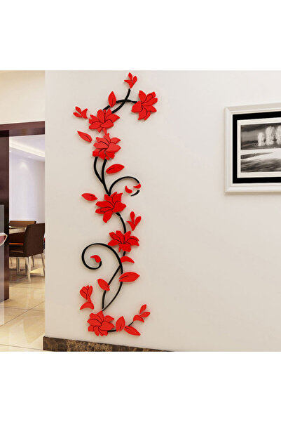 Choice 007-Red DIY Mirror Flower Wallpaper Acrylic Art Wall Stickers Living R...