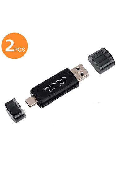 Choice قطعتان أسودتان 4 في 1 قارئ بطاقات USB TYPE-C متعدد الوظائف للتخزين الخ...