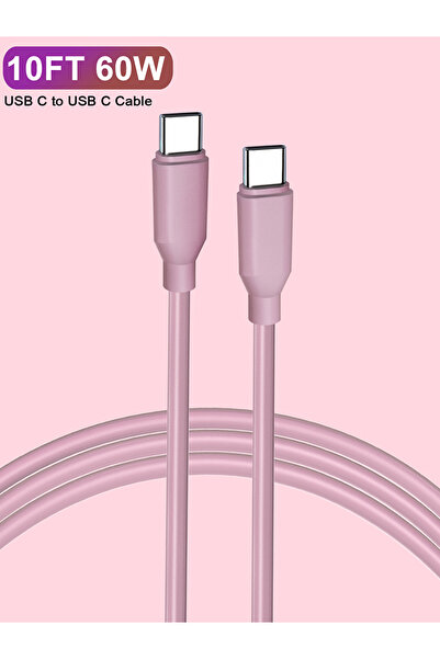 Choice 2.8m Pink USB C To Type C Cable For iPhone 15 PD 60W Fast Data Charging Charger USB Wire Cor...