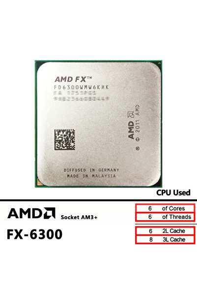Amd FX-Series FX6300 Used FX 6300 3.5 GHz Six-Core CPU FD6300WMW6KHK Socket AM3+
